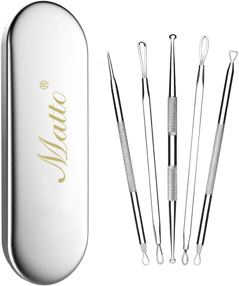 Matto Blackhead Remover Pimple Popping Popper Kit Whitehead Acne Blemish Comedone Extractor Set