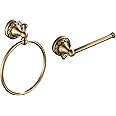 Leyden Brass Toilet Paper Holder,Antique Towel Ring Retro Hand Towel Holder Tissue Roll Paper Hanger Bathroom Accessories Wall Mounted Vintage 2 Pieces