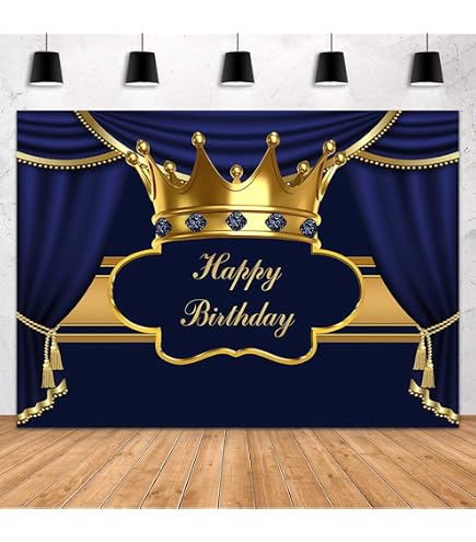 CSFOTO Geburtstags-Banner Aus Polyester – 1,8x1,1 M, Blau-gold, Wiederverwendbar Für Partys & Fotos