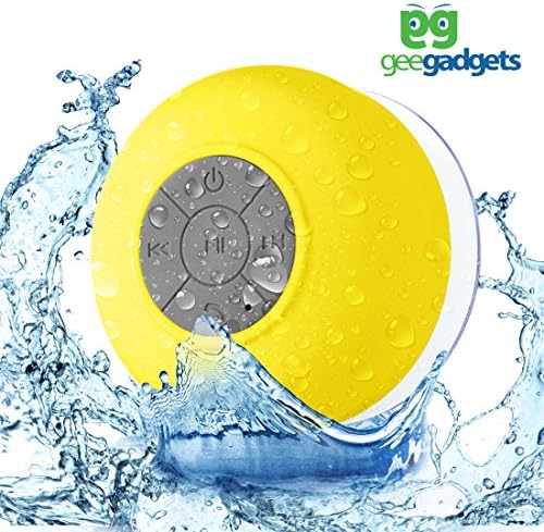 Portable Bluetooth Shower Speaker with Suction Cup - Waterproof, Built in Mic, Universal Phone &amp; Tablet Compatibility - Yellow - by Gee Gadgets