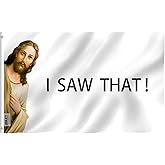 Anley Fly Breeze 3x5 Foot I Saw That Jesus Christ Flag - Canvas Header and Double Stitched - Novelty College Funny Dorm Flags Polyester with Brass Grommets 3 X 5 Ft