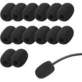 LASMEX 15 Pack Foam Microphone Windscreen, Lapel Headset Microphone Sponge Mini Foam Cover Shield Protection for Variety of Headset (Black)