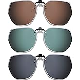 Frienda 3 Pairs Polarized Clip on Sunglasses Rimless Anti Glare Flip up Sunglasses for Women Man