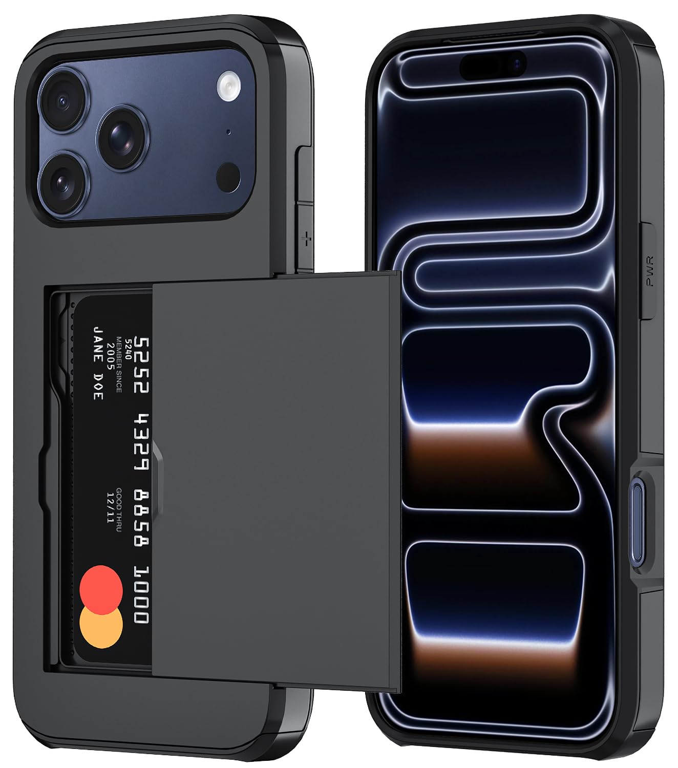 Qinmay Compatible with iPhone 17 Pro Case Wallet,Built-in Card Holder, Heavy Duty Protective Dual Layer Shockproof Hidden Card Slot Slim Wallet Phone Cover for iPhone 17 Pro，Black