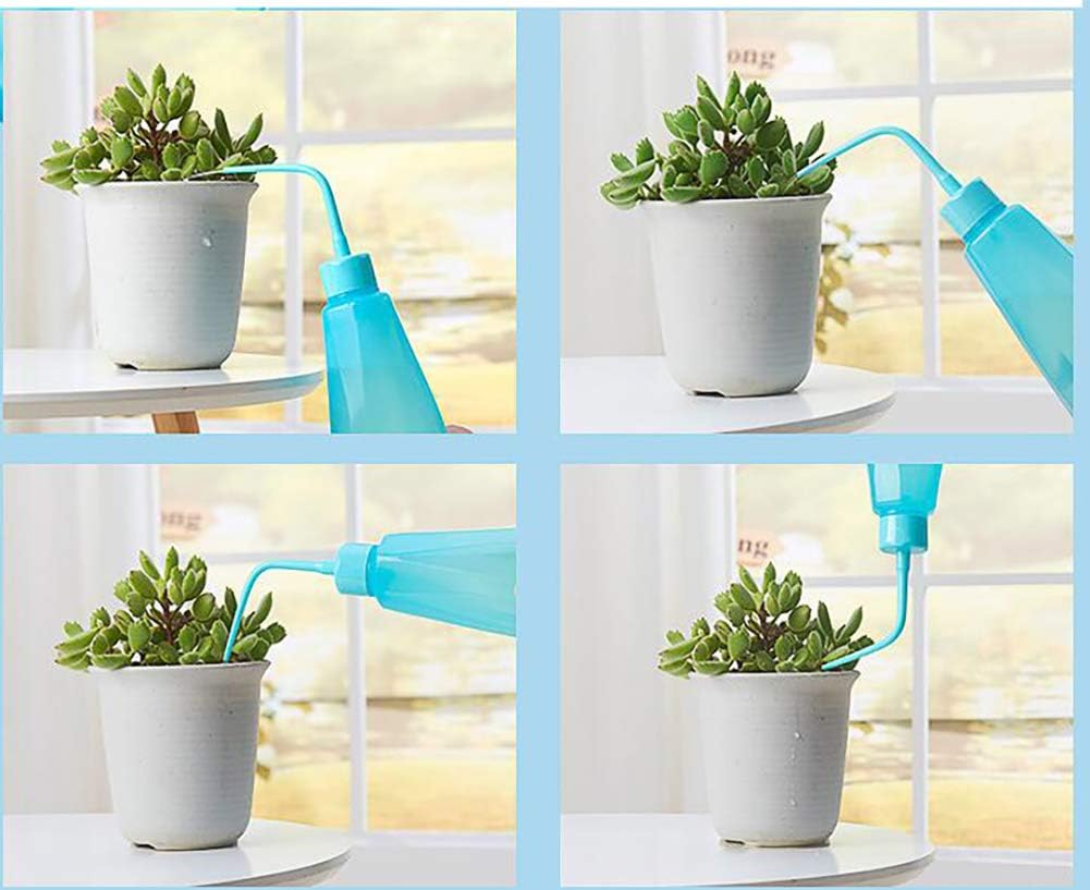 Fodattm 480ml 16oz Plastic Succulent Watering Can Bottle with Soft Tube and Ball Shape Suck Head Bend Mouth Squeeze Bottle Micro Landscape Watering Tools Supply (Blue) - Image 3