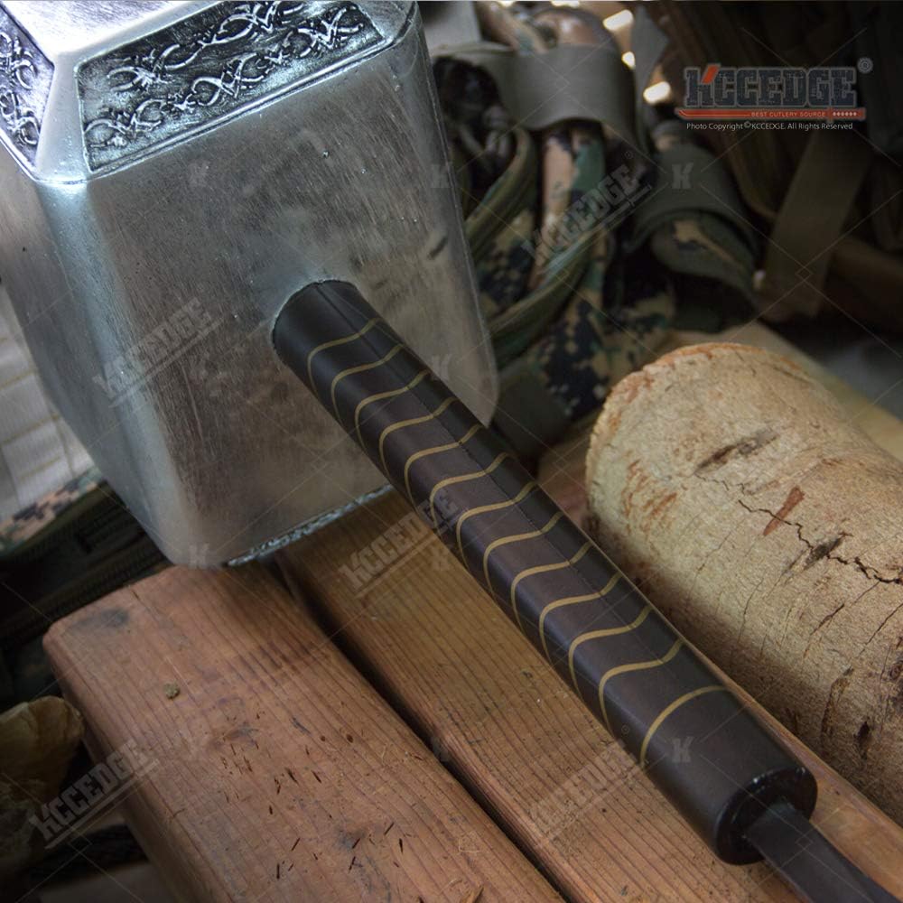 Avengers Endgame 17 Inch Large Adult Size Thor's Hammer PU Foam Thunder Hammer Toy Collectors Cosplay Prop Fancy Replica Weapon Silver Grey: Clothing