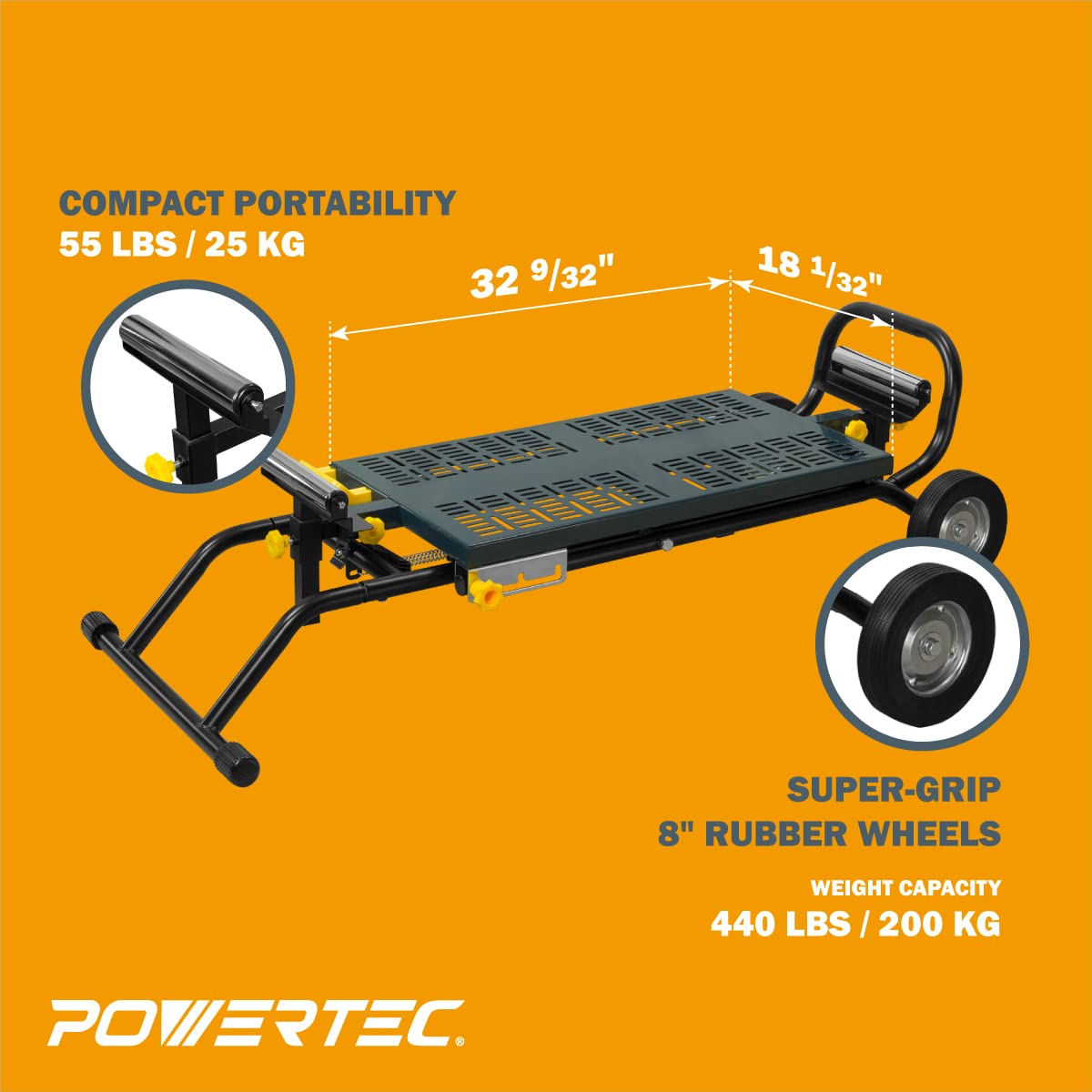 thumbnail image 2 of POWERTEC Folding Miter Saw Stand, Collapsible And Portable With 8-Inch 2 of 11