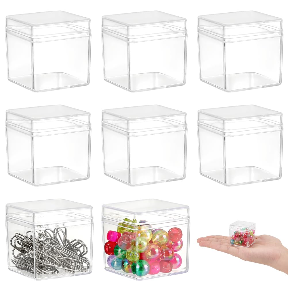 BENECREAT 18 Pack Square High Transparency Plastic Bead Storage Containers Box Case for beauty supplies,Tiny Bead,Jewerlry Findings, and Other Small Items - 4cm x 4cm x 4cm(1.57x1.57x1.57 Inches)