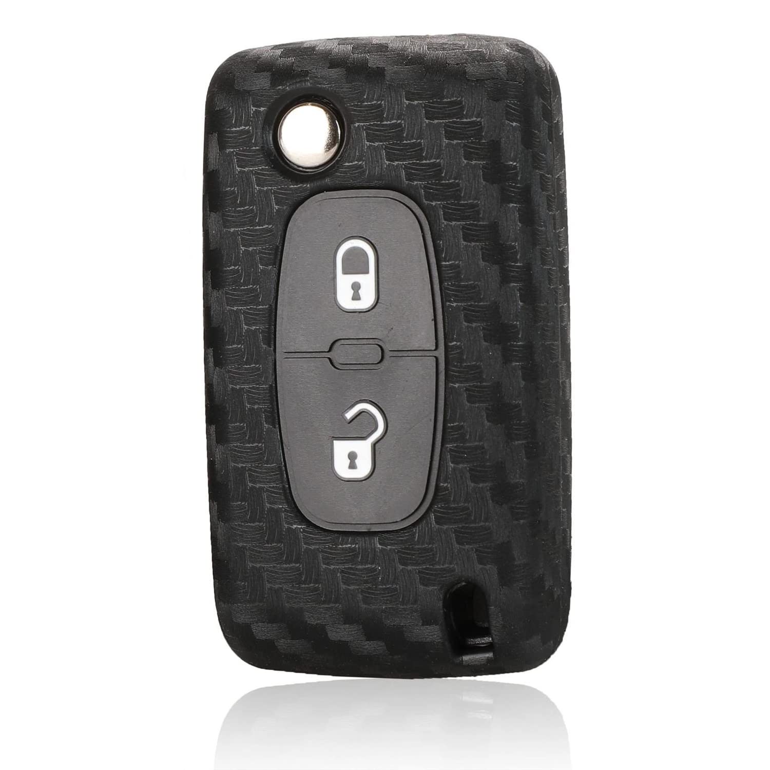 Berfea Silicone Key Fob Case Cover compatible with Peugeot 107 206 207 208 306 307 308 407 408 508 RCZ compatible with Citroen C2 C3 C4 C5 Remote Key (2 Button)