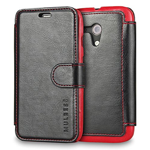 Moto G Case Wallet,Mulbess [Layered Dandy][Vintage Series][Black] - [Ultra Slim][Wallet Case] - Leather Flip Cover With Credit Card Slot for Motorola Moto G [2013 1st Gen 4.5 inch]