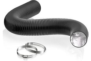 HG POWER 4 Inch Dryer Vent Hose, 16 Feet Long Flexible PVC Hose, Three Layer Noise Reducer Hose Aluminum Ducting for Heating Cooling Ventilation AC Exhaust Black