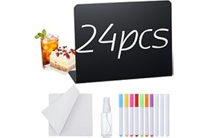 GRENNMAULER 24 Pack Mini Chalkboard Signs for Food, 4"x3" Small Chalkboard Sign, Food Labels for Party Buffet Wedding Table Signs