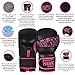 Hawk Pink Boxing Gloves Ladies Women's Flowers Girls Leather Training Gloves Bag Gloves Mitts Muay Thai Kick Boxing Gloves (Black, 16oz)