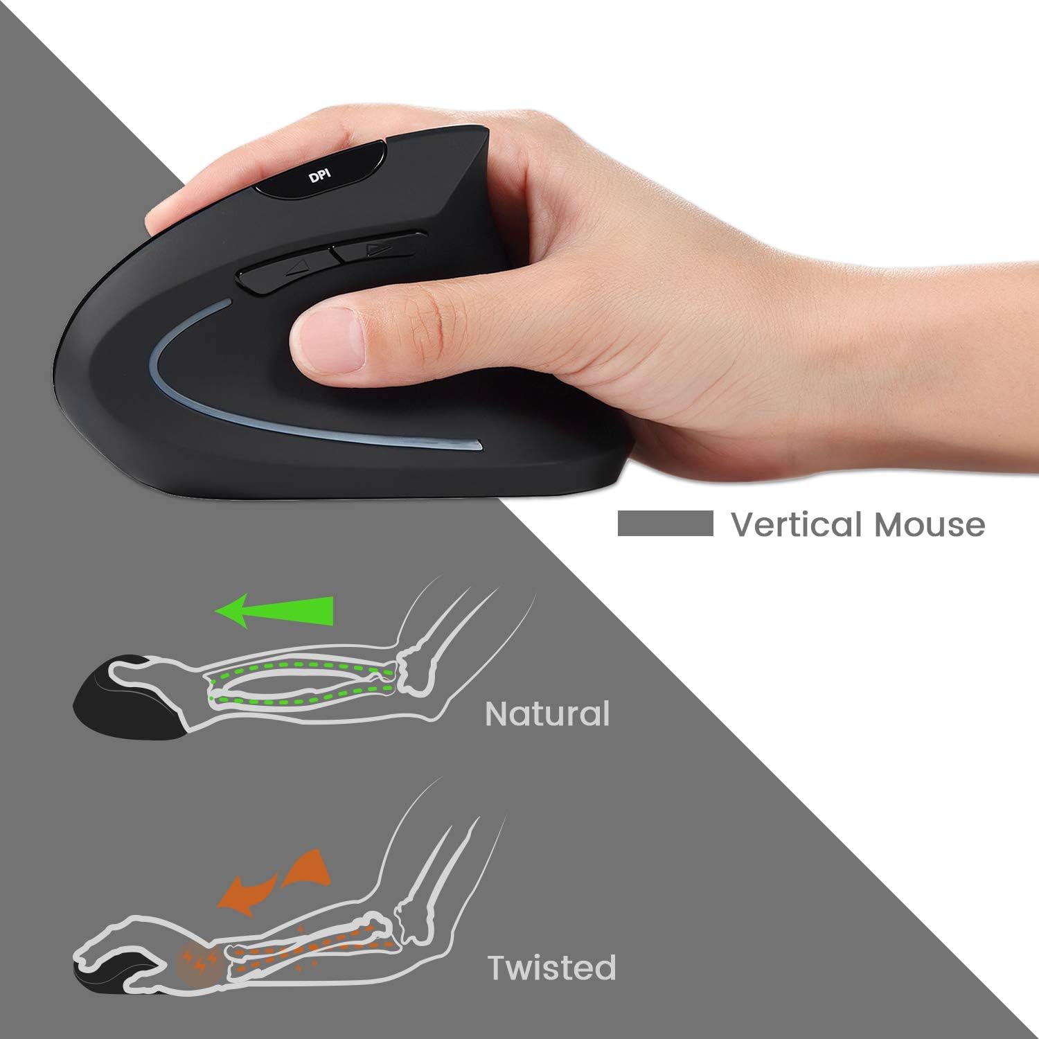 perixx Periduo-605, Wireless Ergonomic Split Keyboard and Vertical Mouse Combo - Image 5