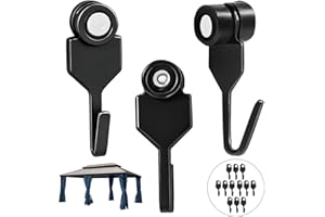 HGroCA Gazebo Curtain Hooks, Metal 12Pcs Steel Track-Hooks with Wheel Replacement for Canopy Mosquito Net Balcony Awnings