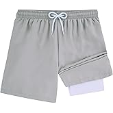 ZenGents 4-12T Boys Swim Trunks with Boxer Mesh Liner Solid Color Swim Shorts Bathing Suit Quick Dry Swimwear