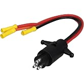 Pactrade Marine Boat Trolling Motor Male Plug Connector 3-Wire 10 Gauge 12-24V