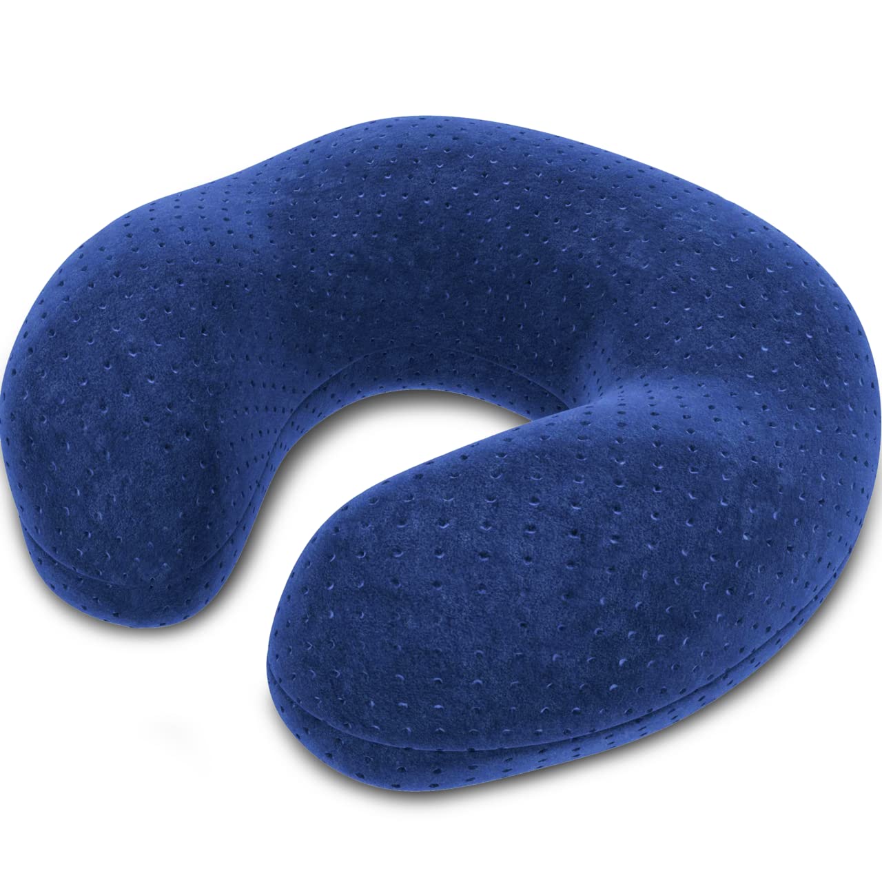 bonmedico Ergonomic Memory Foam Travel Neck Pillow – U-Shaped Portable Flight Pillow with Cooling Gel, Breathable Washable Cover & Carry Bag for Plane, Car & Office – Blue