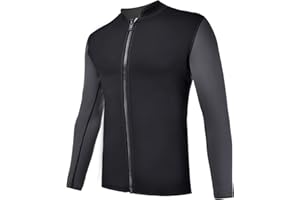 REALON Wetsuits Top Jacket Women Men 2mm Neoprene Long Sleeve Shirt 3mm Front Zipper Vest Wet Suit Keep Warm for Adult Youth Kids Diving Surf Swim Water Sports