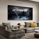 Mountain Canvas Wall Art for Living room Office Bedroom Forest Wall Art Print Oil Paintings Modern Lake Starry Sky Landscape Pictures Wall Decor Dream Artwork Waterproof Ready to Hang - 20in * 40inch