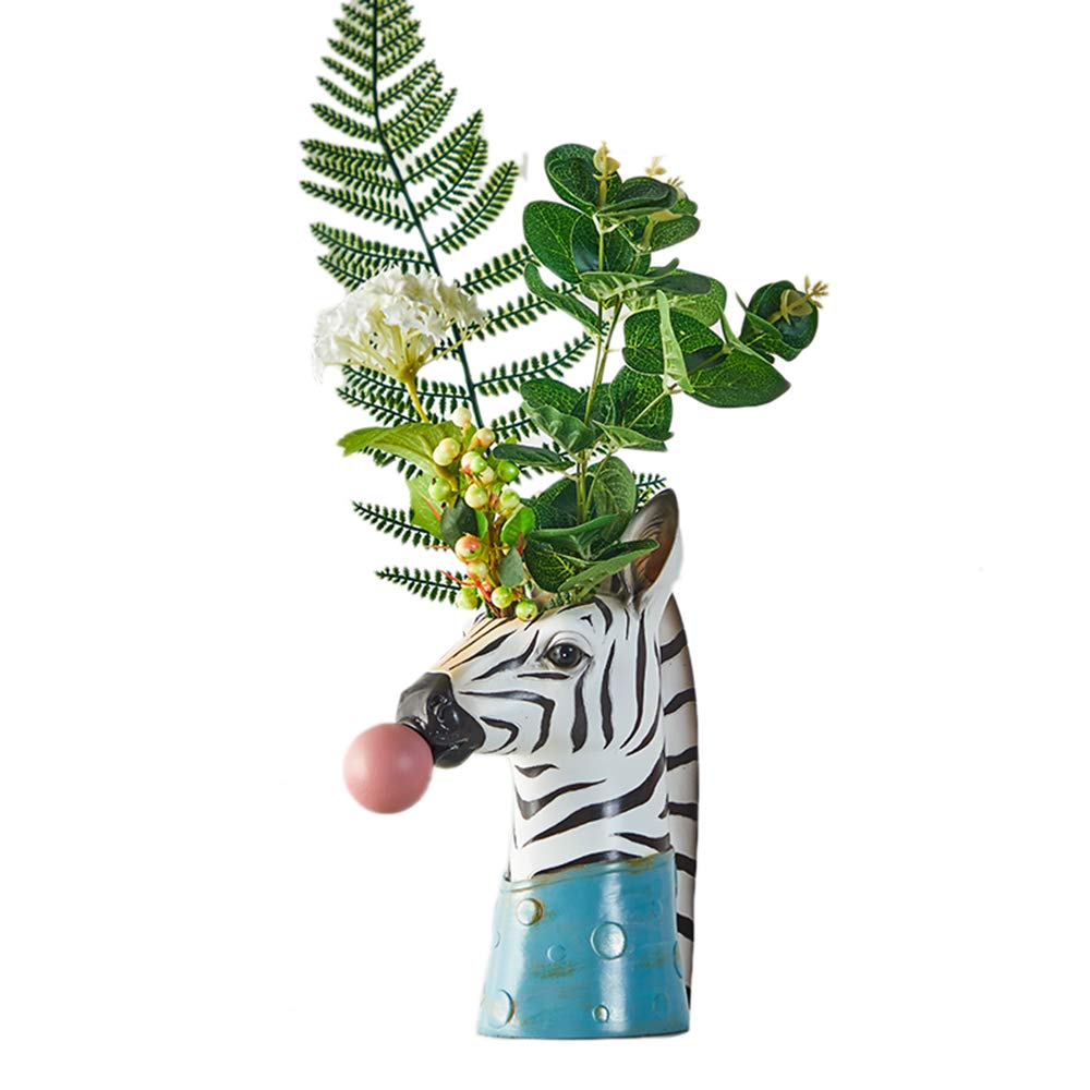 Zebra Blowing Bubbles Creative Vase Decoration Ornaments Art Vase Artificial Flower Vase Dried Flower Vase Home Living Room Table Art Statue