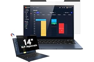 Magnetic Laptop Privacy Screen 14 Inch for 16:9 Computer Monitor, 14" Removable Anti Glare Protector Blue Light Filter Shield
