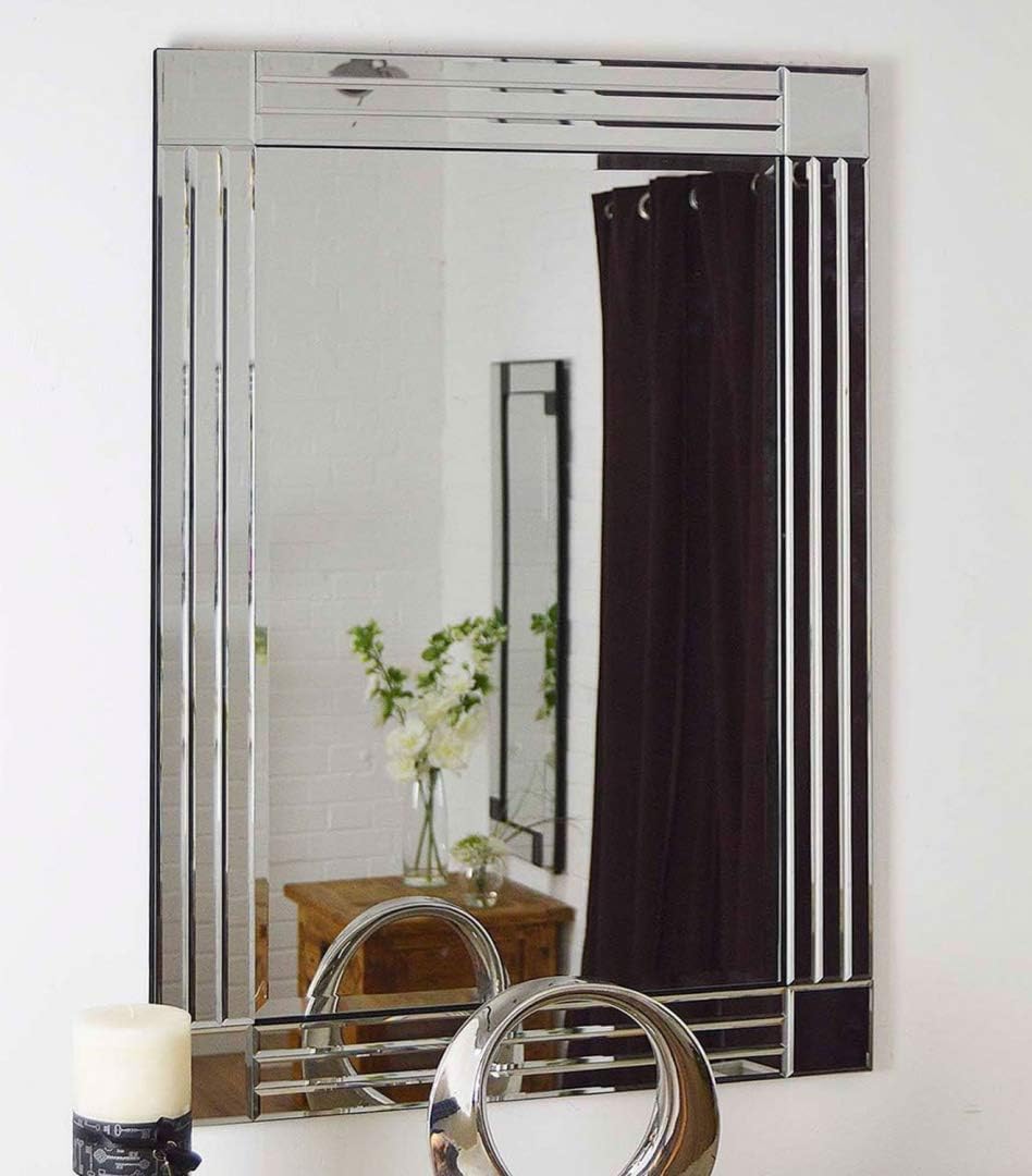 MirrorOutlet Modern Design Silver Bevelled Edge Venetian Wall Mirror 2ft4 x 3ft4 (70cm x 100cm), 61x51,YC018