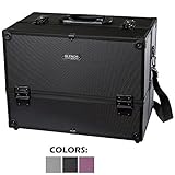 Makeup Train Case - Professional 14" Large Make Up Artist Organizer Kit - Shoulder Bag With Adjustable Dividers, 4 Trays & Key Lock - The Cosmetic Studio Box Is Designed To Fit all Cosmetics - Black