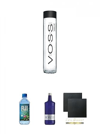 Voss Artesian SPARKLING Gletscher Wasser in Glasflasche 0,8 Liter + Fiji Wasser von den Fiji-Inseln 0,5 Liter + Morelli Natur