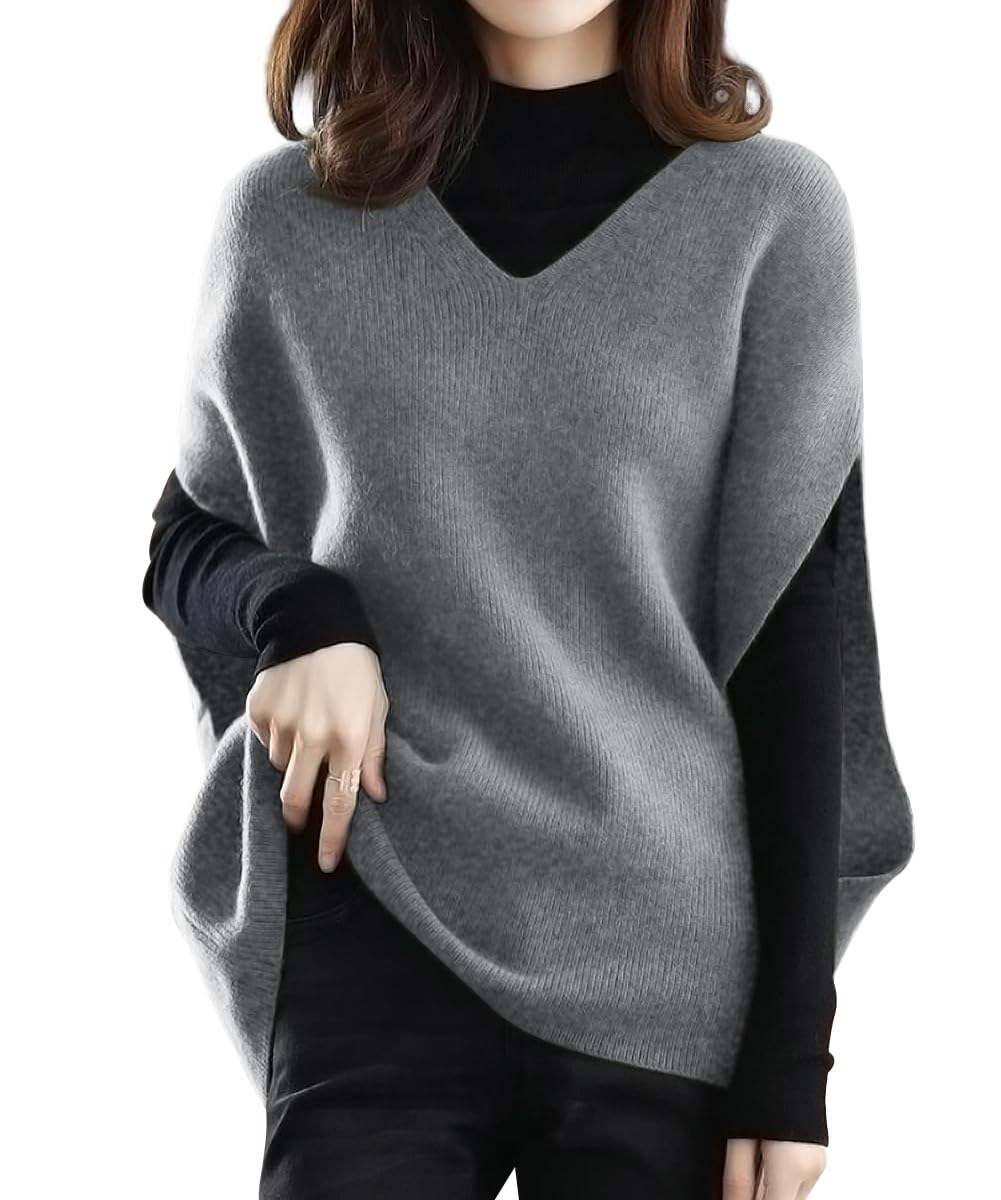 Ladyangel Women's Knit Vest, Top, V-Neck, Drop Shoulder, Layering, Loose, Loose, Soft, Warm, Plain, Body Cover, Oversized Size, Pullover, Casual, Autumn and Winter, 6 Colors