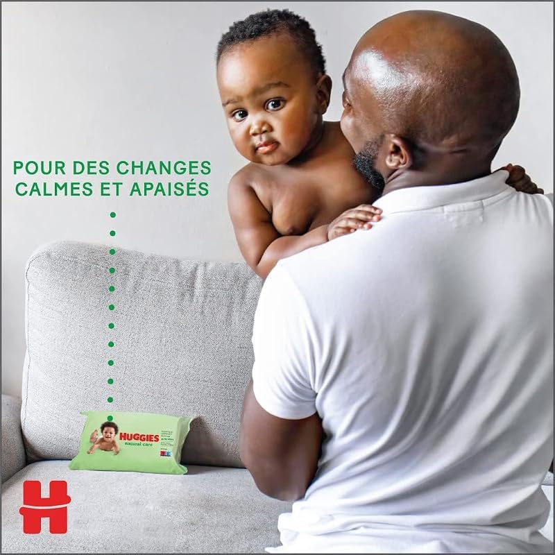 lingettes pour bébé Natural Care, 10 paquets de 56 lingettes, fibres absorbantes naturelles, hypoallergéniques, sans alcool, à l'aloé vera, évite les irritations