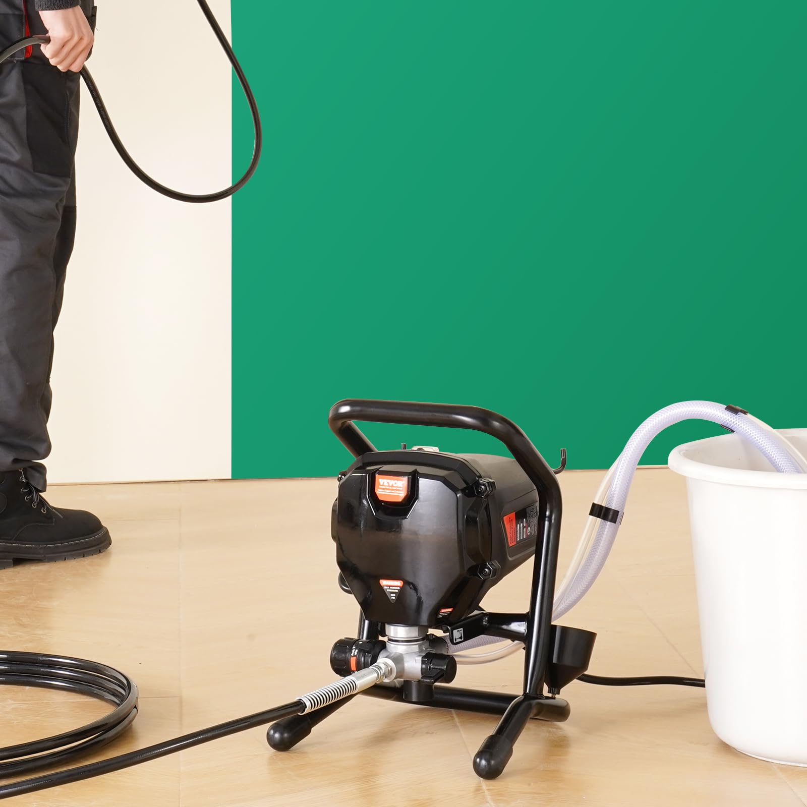 VEVOR Pulverizador de pintura sin aire con soporte de 750 W, pulverizador eléctrico sin aire de alta eficiencia de 3000 PSI, efecto de pintura fina y uniforme, pulverizadores de pintura de mano para muebles y cercas interiores y exteriores del hogar