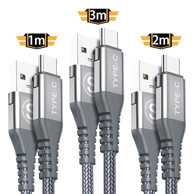 sweguard USB C Kabel [3 Stück 3M+2M+1M] Nylon USB Typ C Ladekabel für Samsung Galaxy S10 S9 S8 Plus,Note9/8 A5 A3 2017, LG G6