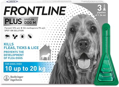FRONTLINE Plus Flea & Tick Treatment for Medium Dogs 3 Pipettes
