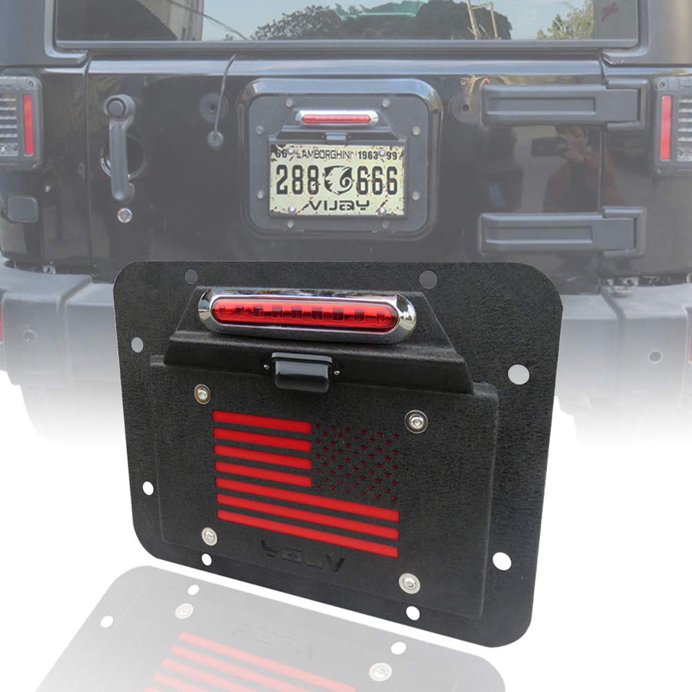Photo 1 of TIOYAR Spare Tire Delete License Plate Relocation Kit w/Plate Illuminate Light & Third Brake Light Compatible with 2007-2017 Jeep Wrangler JK JKU