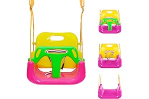 IFOYO Kids Swing Seat, 3 in 1 Toddler Swing Chair Secure Swing Seat Detachable Swing Seat High Back Swing Set for Playground Indoor Outdoor (Pink)