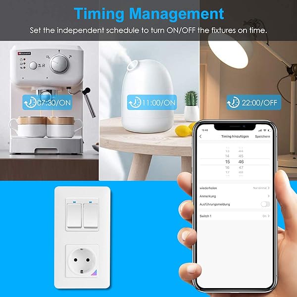 Interruptor de luz WiFi Alexa de TEEKAR con enchufe inteligente WiFi interruptor de botn fsico compatible con Alexa Google Home y Smart Life