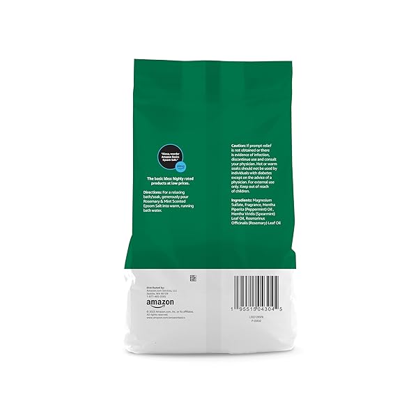 AMAZON BASICS EPSOM SALT SOAKING AID, ROSEMARY & MINT SCENT, 3 POUND (PACK OF 1) (PREVIOUSLY SOLIMO)