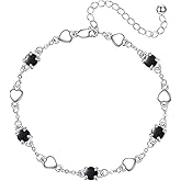 925 Sterling Silver Heart Bracelet for Women Opal/Moonstone/Water Moss Agate/Turquoise/Black Onyx Bracelet Jewelry Gifts