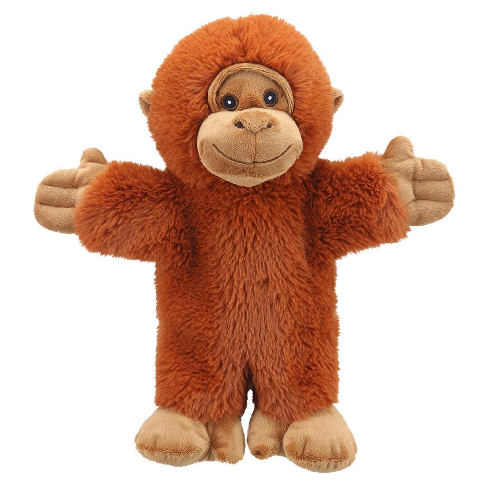 The Puppet Company Orangutan ECO Walking Puppet - Fluffy, Soft & Eco-Friendly Hand Toy - Orange - Fun for Kids & Adults - Made from Recycled Materials - 32cm