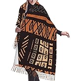 VTCTOASY African Mud Cloth Tribal Print Women's Scarfs Warm Winter Scarves Fashion Tassel Shawl Wraps For Indoor Outdoor