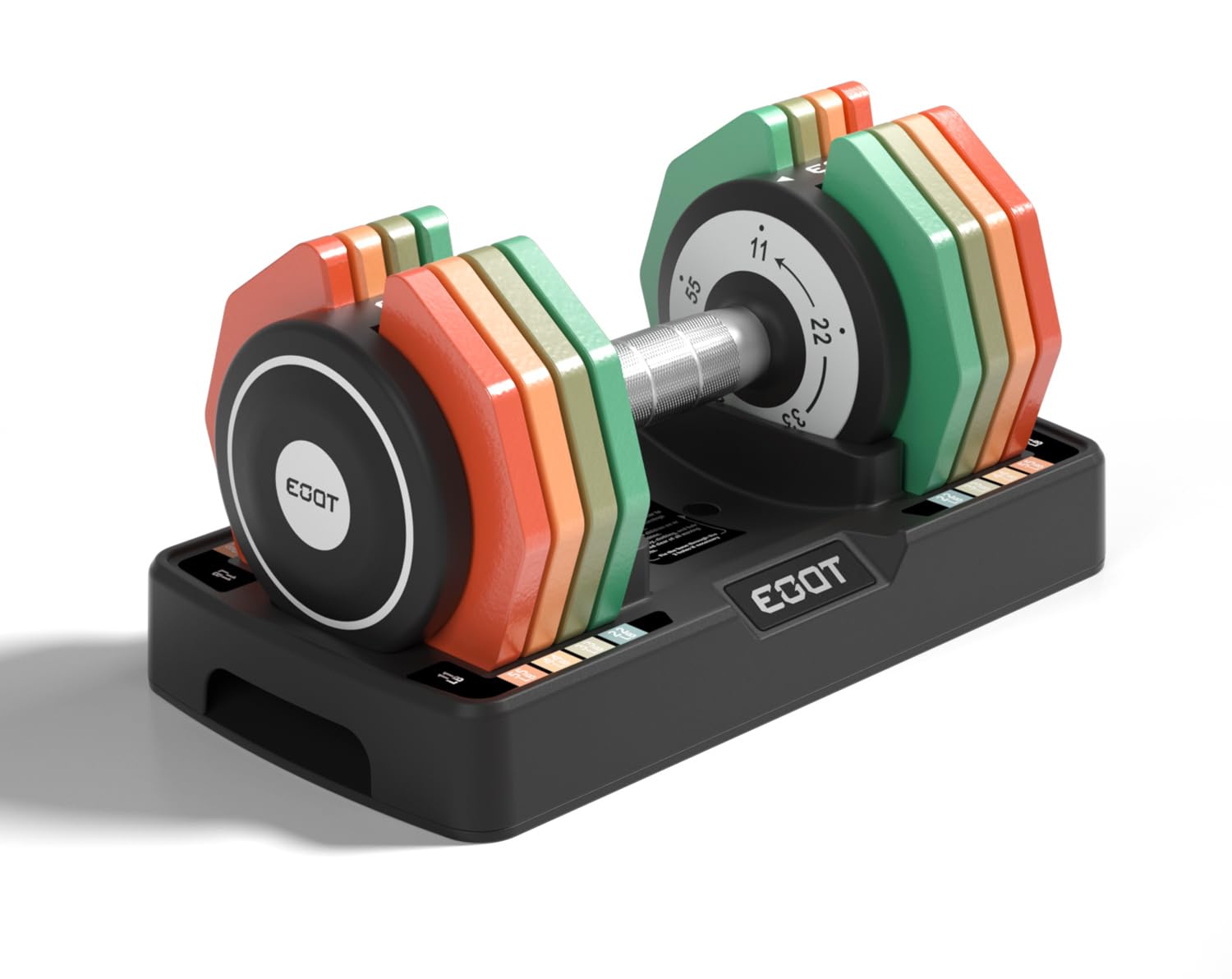Photo 1 of Adjustable Dumbbells Set of 2, 12.5LB/22.5LB 5 in 1 Free Adjustable Dumbbell Set with Anti-Slip Handle & Rainbow-colored Weight Plates for Home Gym, Weight Set for Women Men (55LBS Single)