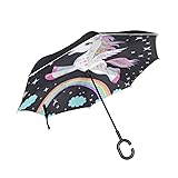 Inverted Umbrella Twinkle Rainbow Unicorn Reverse