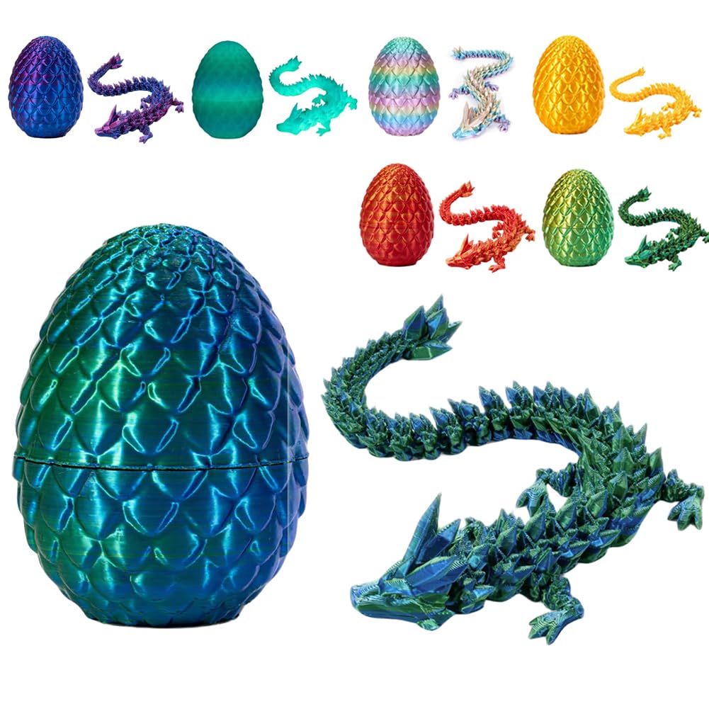 YILCER 3D Printed Dragon Egg, Mystery Crystal Dragon Egg Fidget Toys ...
