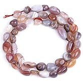 HAAMIIQII Natural Banded Agate Pebble Stone 5-8mm Small Irregular Freeform Tumbled Loose Gemstone Beads for Jewelry Making Strand 15 Inch (45-50pcs)