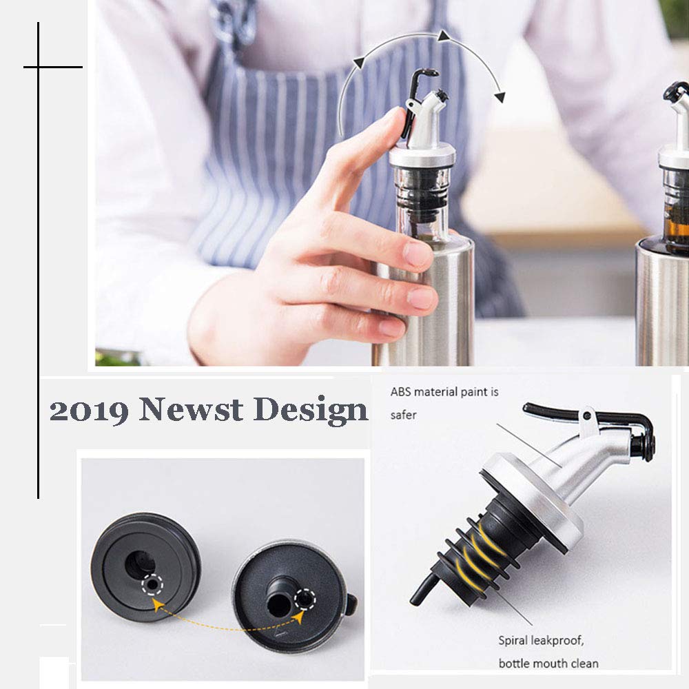 Olive Oil Bottle, Vinegar and Sauce Dispenser, 11ounce/300milliliter Olive Oil Dispenser with Drip-Free Spout and Stainless Steel Funnel for Kitchen BBQ Camping（3 Pack）