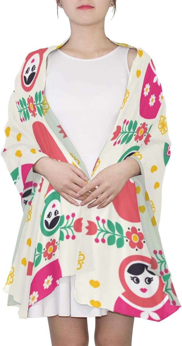 Matreshka Traditional Russian Doll Unique Fashion Scarf For Women Lightweight Fashion Fall Winter Print Scarves Shawl Wraps Gifts For Early Spring