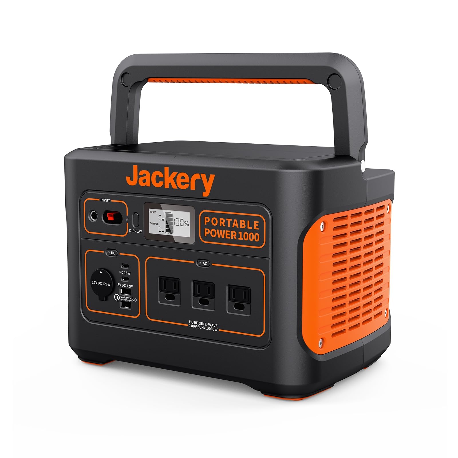 Jackery Portable Power Supply, 1000 Portable Battery, Large Capacity, 278,400 mAh/1002 Wh, For Home and Outdoor Use, Backup Power Supply, Power Saving, PSE Certified, Pure Sine Wave, MPPT Control