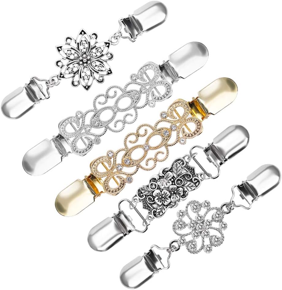BKpearl 5 Pcs Sweater Clips, Retro Cardigan Clips Dresses Shawl Clip for Women Girls
