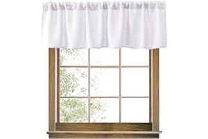 Valea Home Burlap Natural Valance Rod Pocket Window Curtain Valance Rustic Home Décor 56 by 14 Inches, White